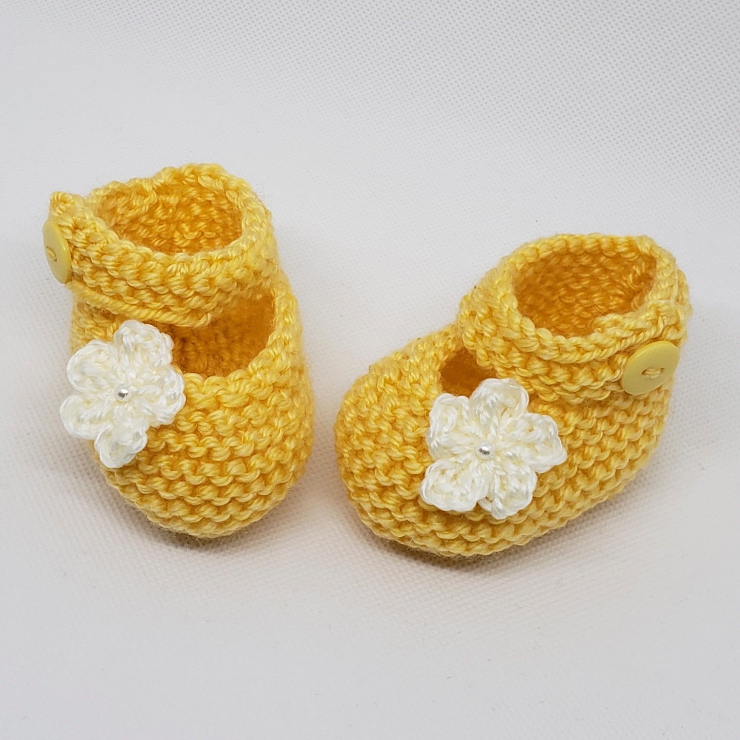 Yellow Baby Booties with Flower