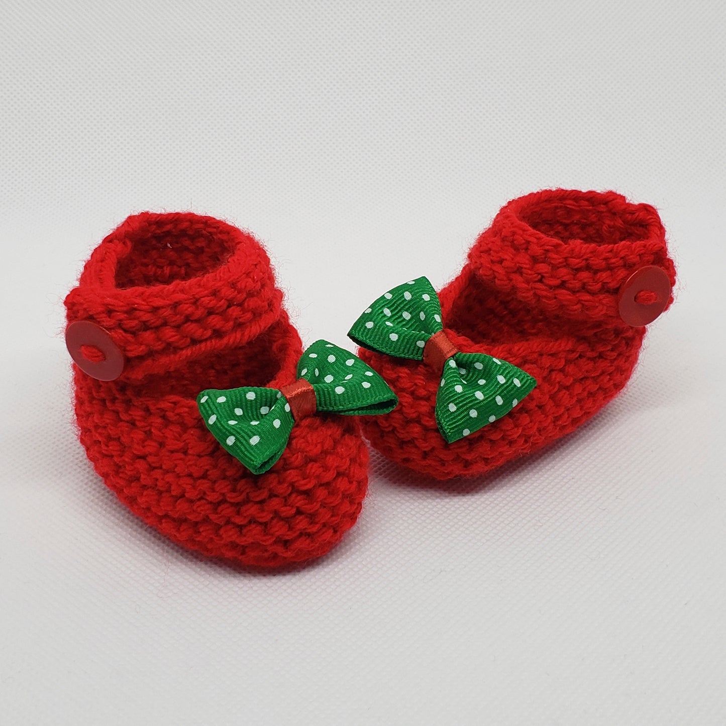 Red Baby Booties with Green Tie