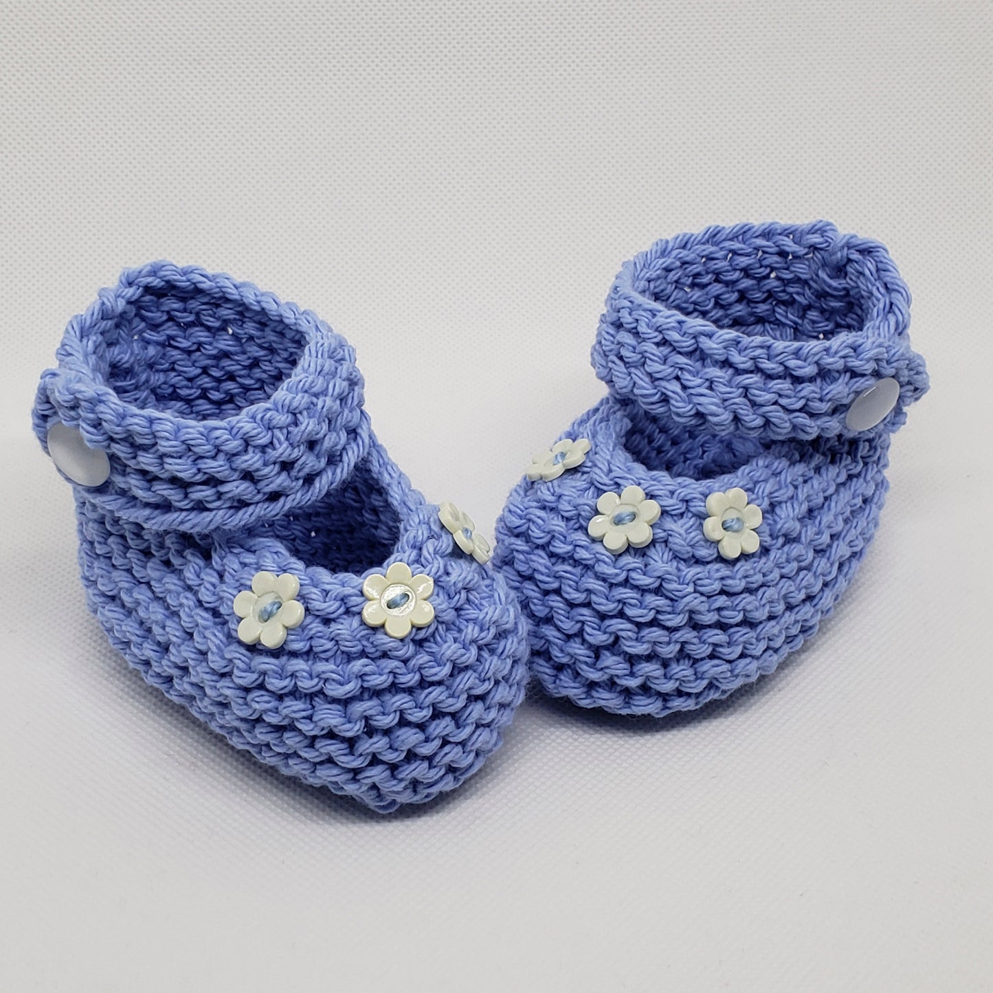 Light Blue Baby Booties with Flowers
