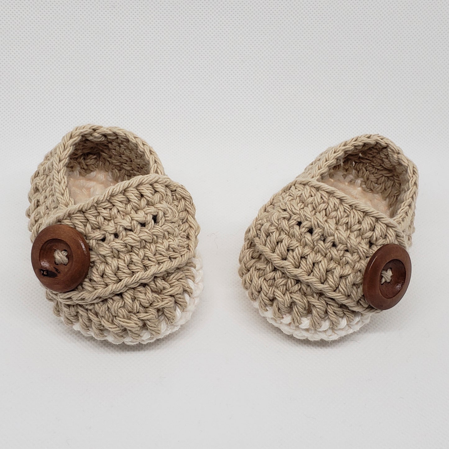 Brown and White Baby Booties