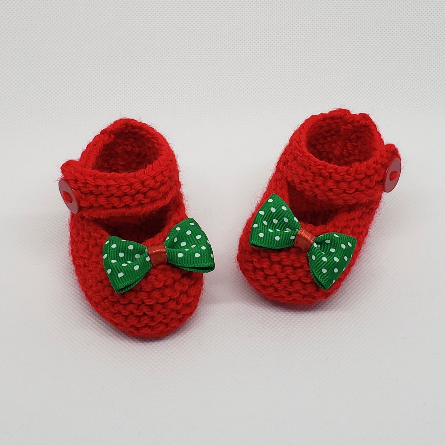 Red Baby Booties with Green Tie
